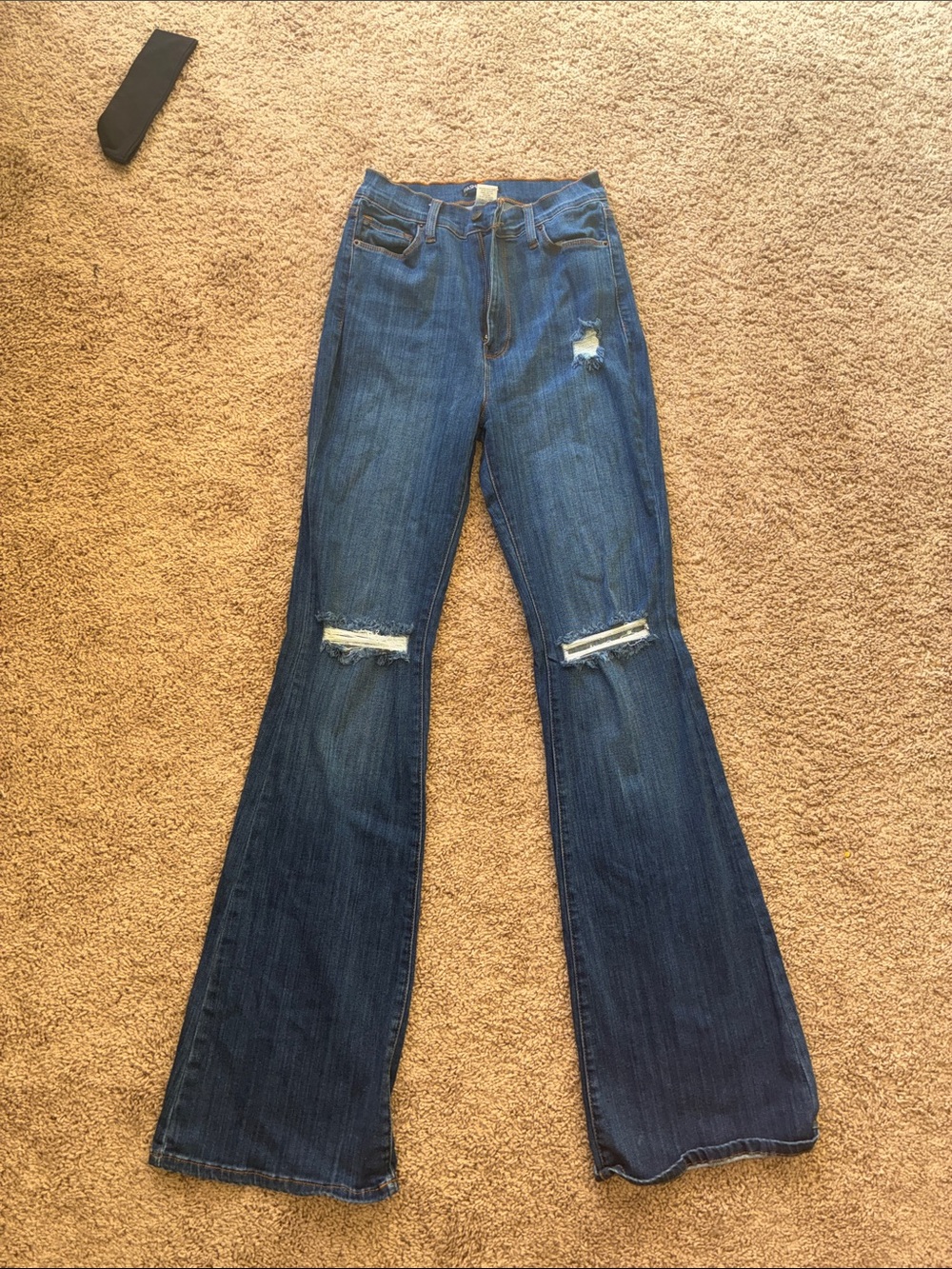 Fashion Nova Distressed Dark Blue Flare Jeans